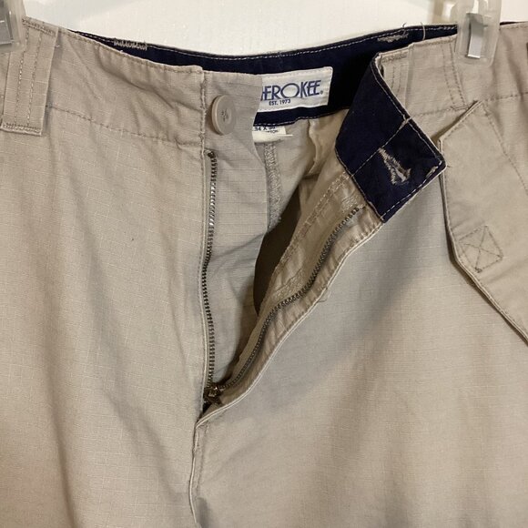 Cherokee Men's Cargo Pants Size 34 x 30 Hiking Work Beige Flat Front Wide Leg - Picture 4 of 12